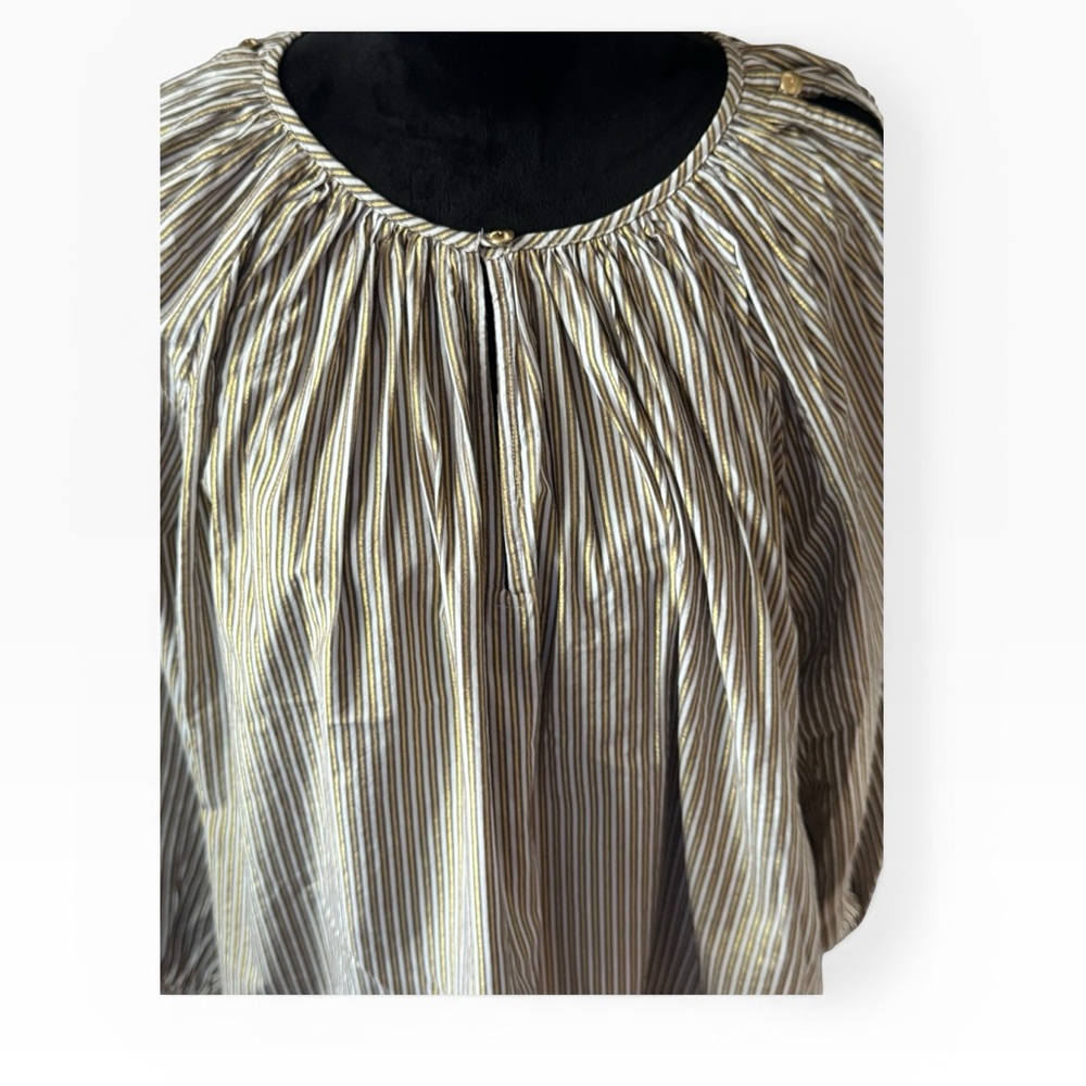 LOFT Cream and Black‎ Striped Peasant Blouse - Picture 8 of 12